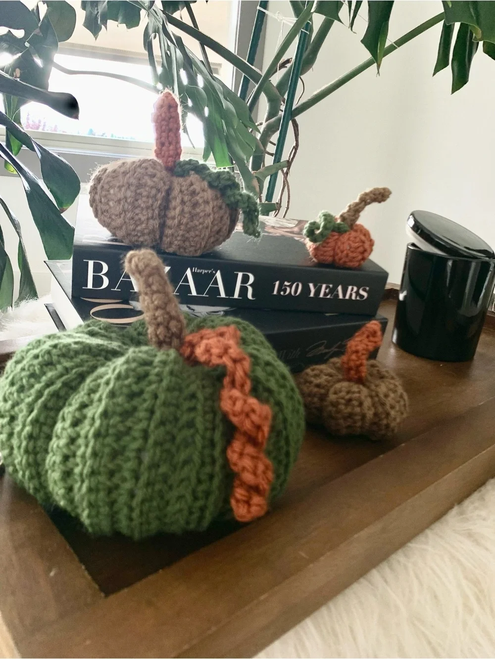 Handmade crochet fall pumpkins set of four